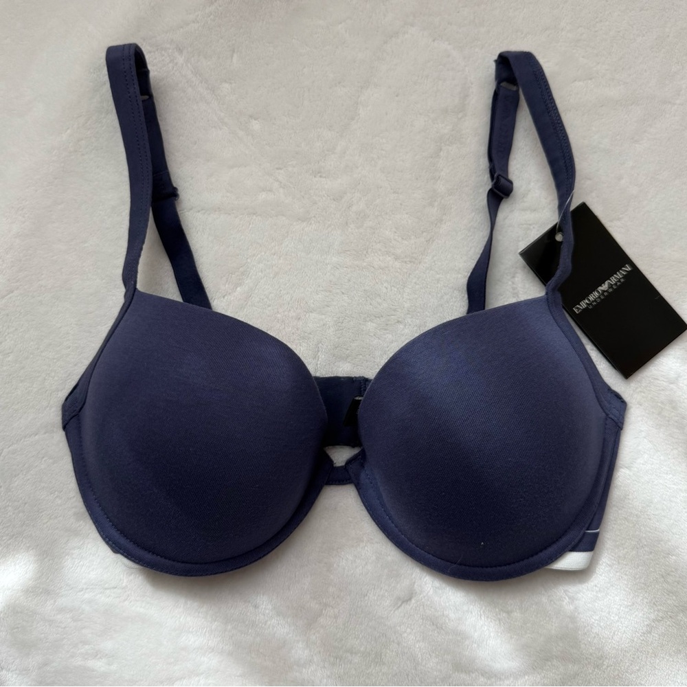 Emporio Armani Blue T-Shirt Bra 34D NWT Designer Fashion Sexy Comfort Lingerie